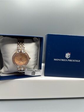 Montres Prestige Rose Gold Crystal Watch